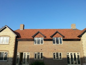 New build houses tiled roofing
